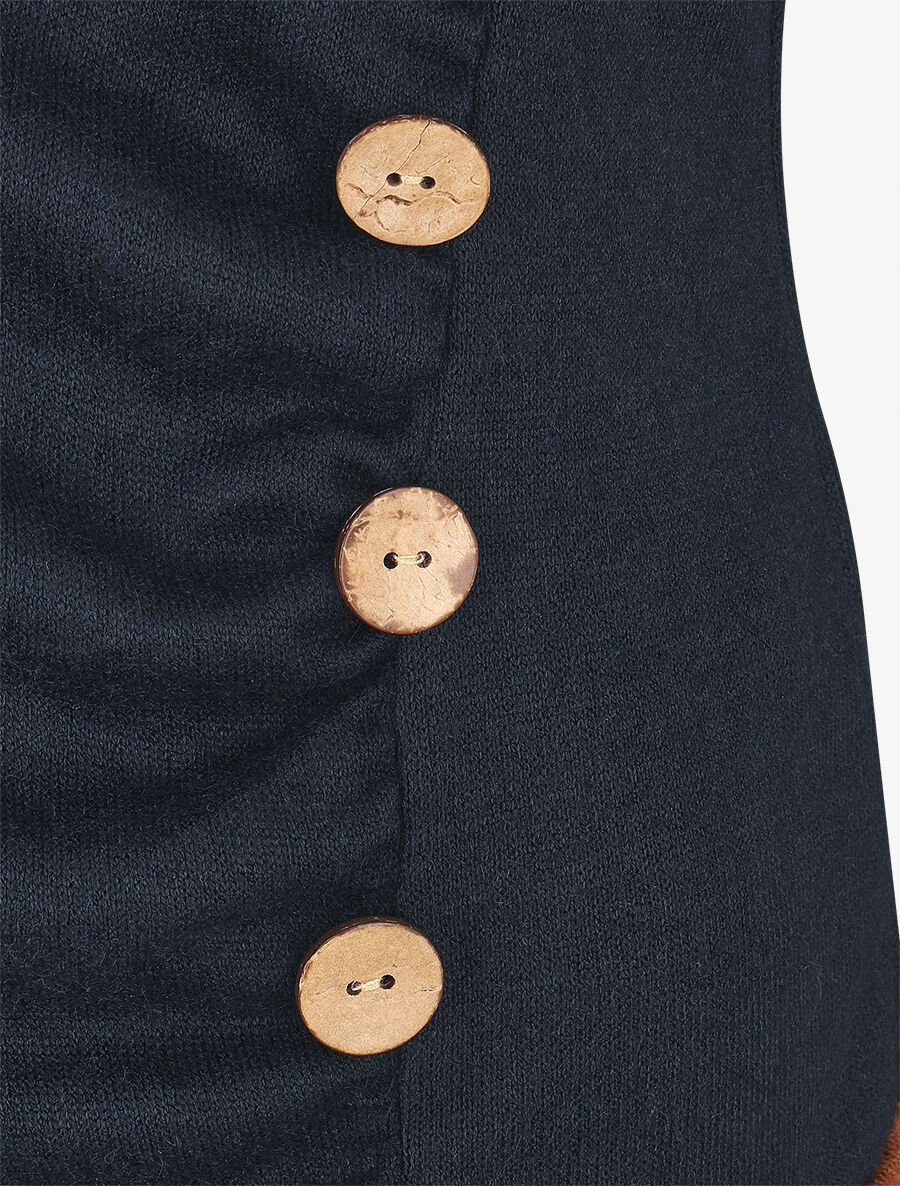 Pull fin effet superposé - Marine/camel - 3