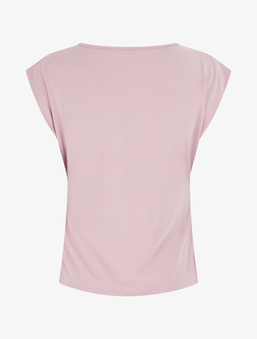 Top ajusté sans manches effet drapé - Rose - 2