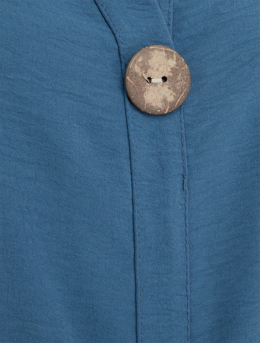 Top droit sans manches à bouton - Bleu foncé - 3