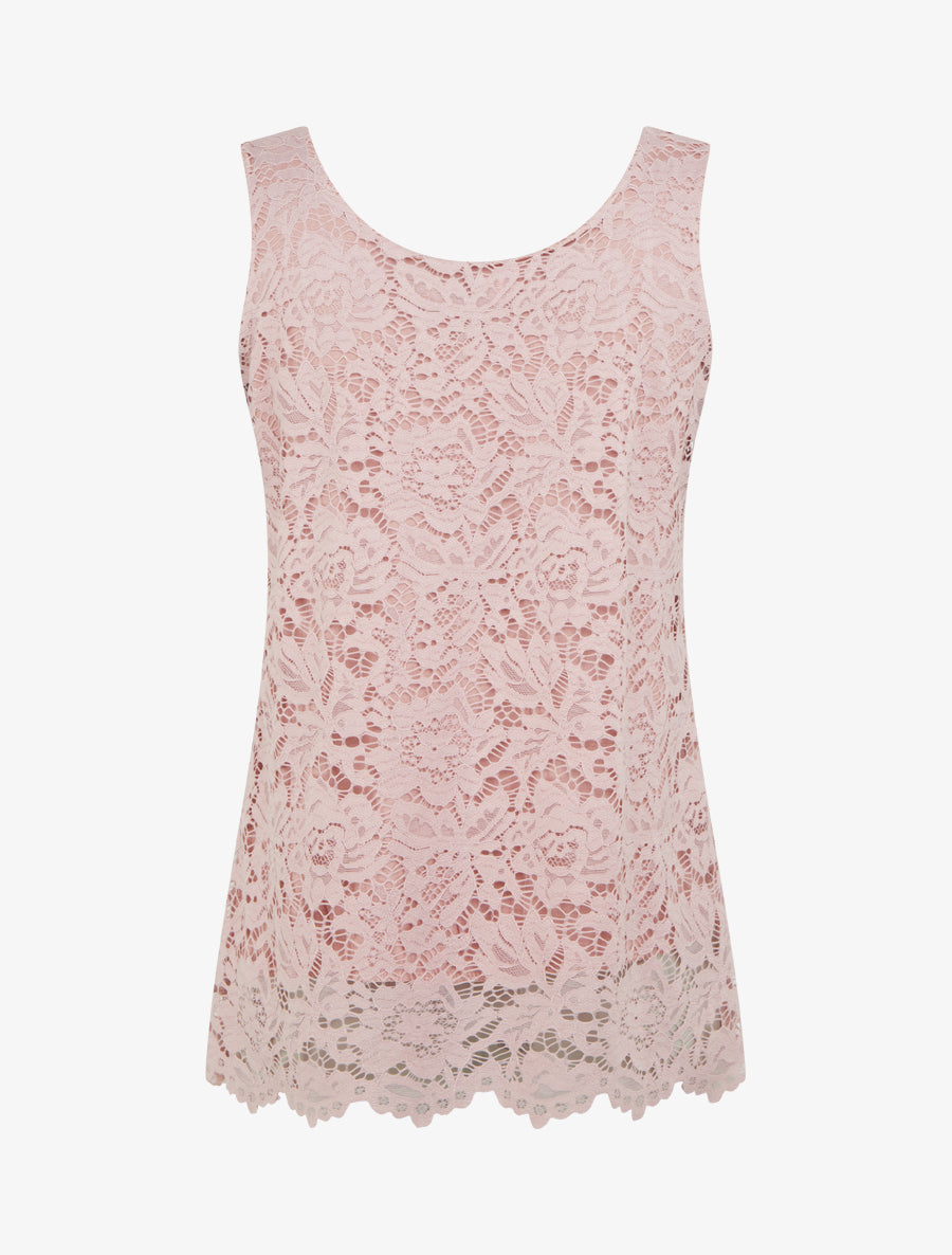 Top sans manches en dentelle à col U - Vieux rose - 2