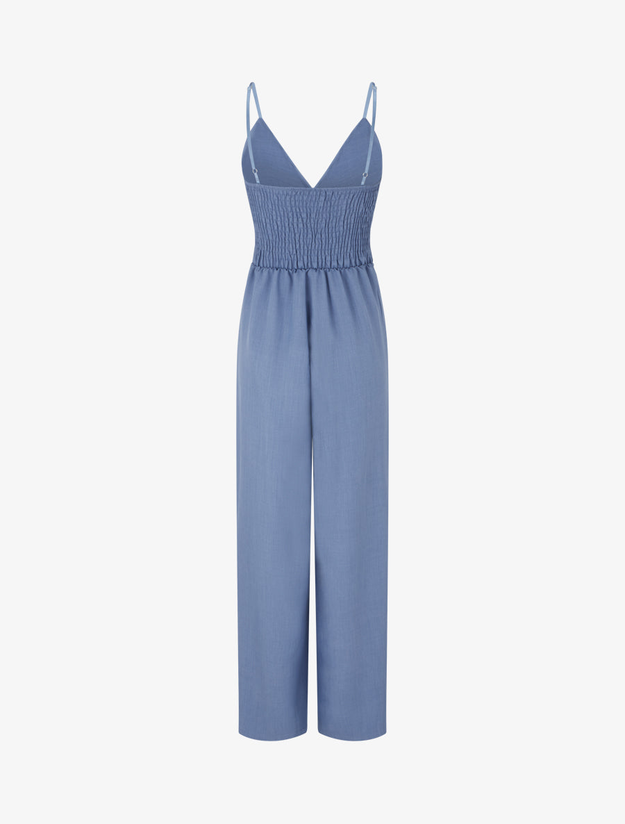 Combinaison droite à fines bretelles - Bleu - 2