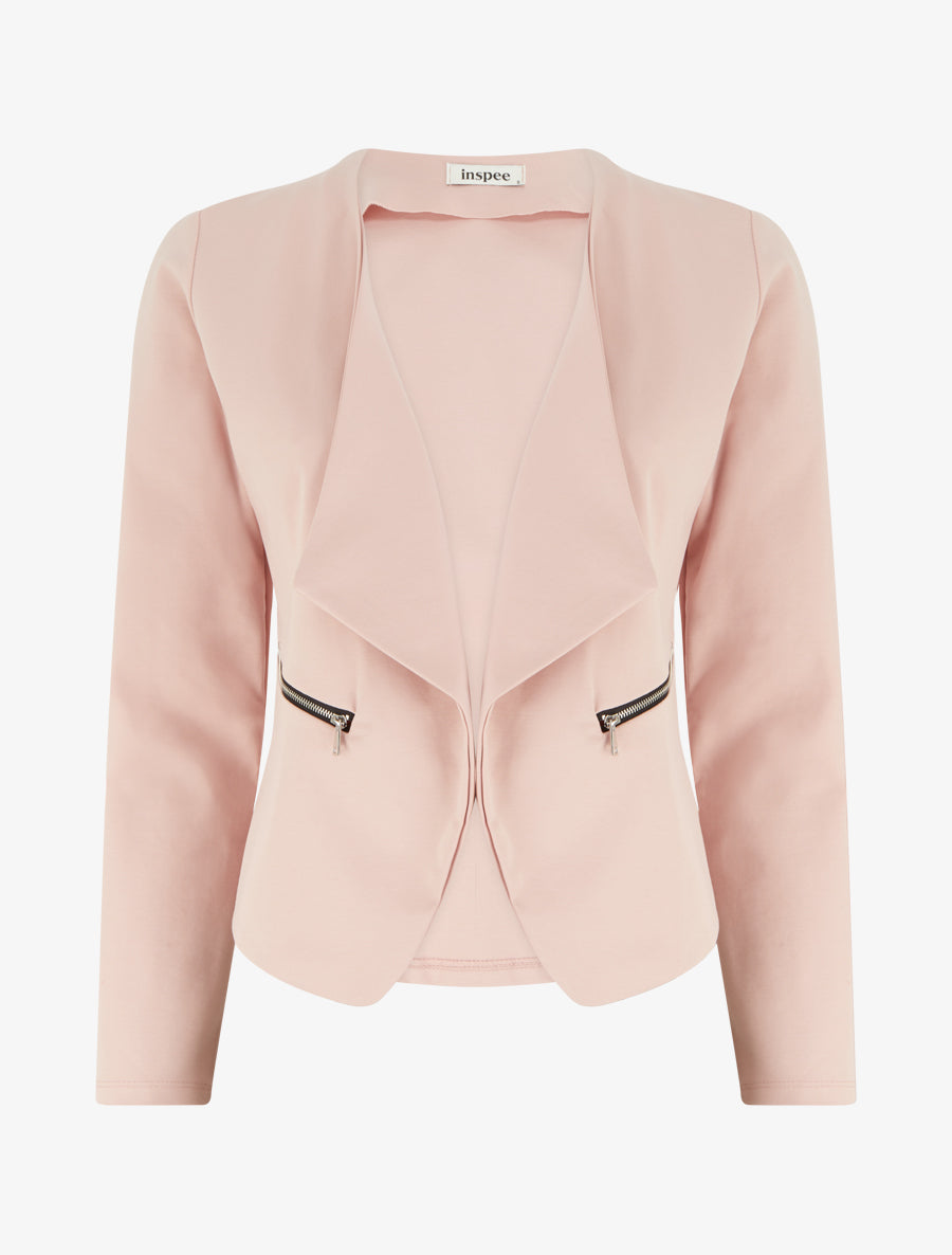 Veste droite à poches zippées - Rose - 1