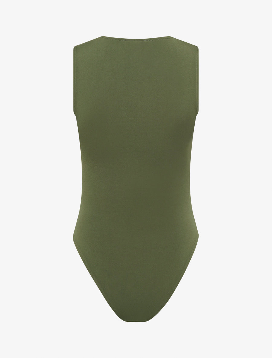 Body stretch à empiècement bijou - Kaki - 2
