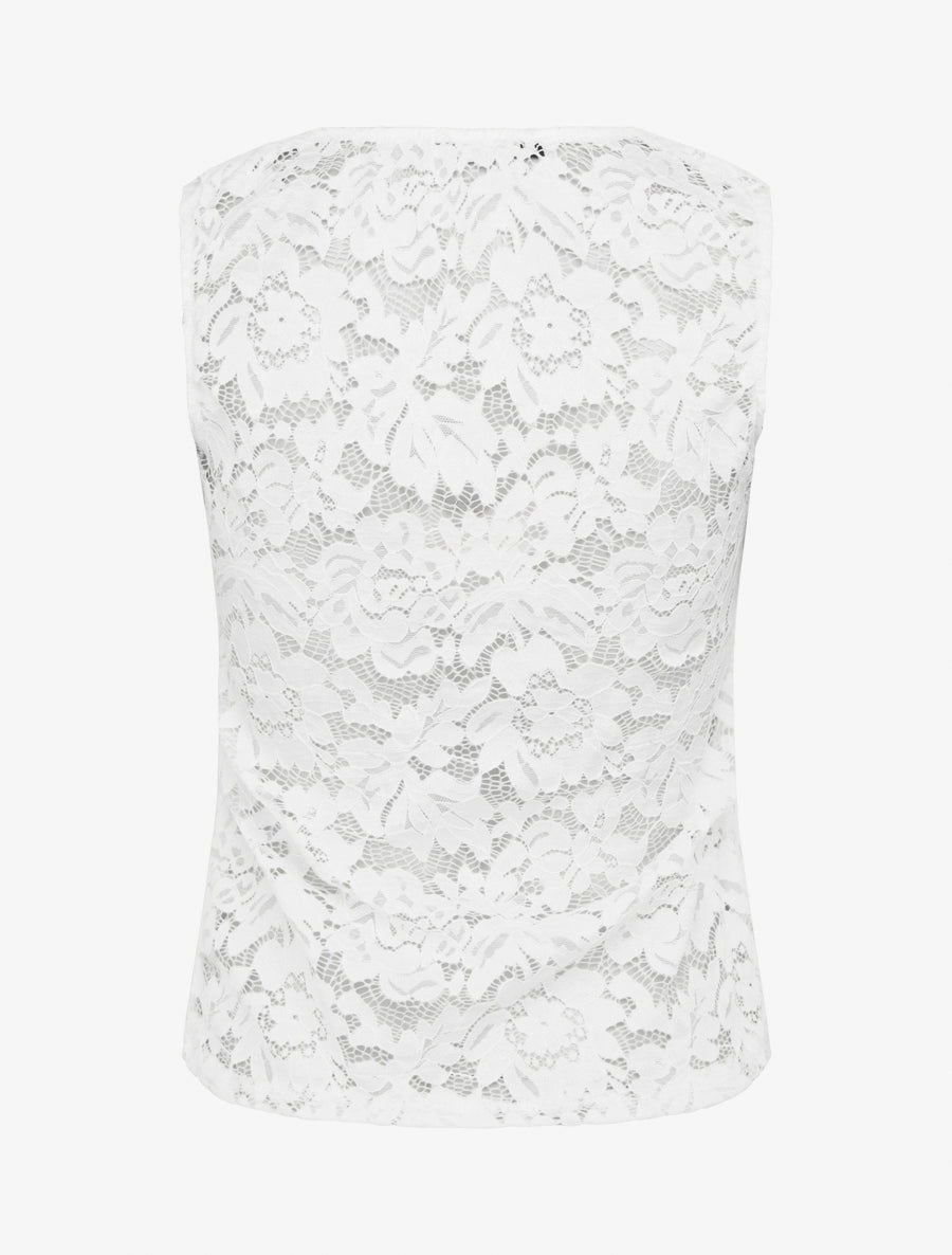 Top sans manches en dentelle - Blanc - 2
