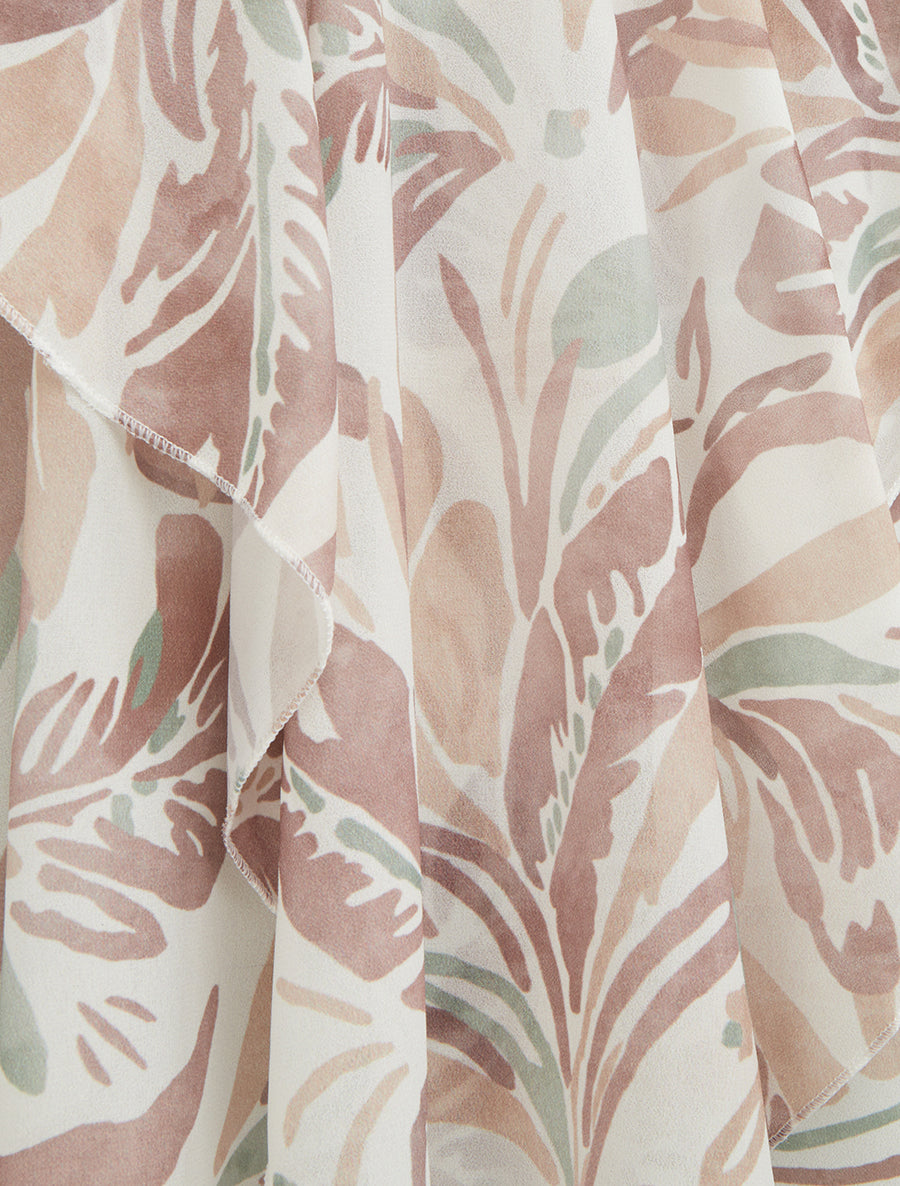 Caraco volanté imprimé feuilles - Taupe - 3