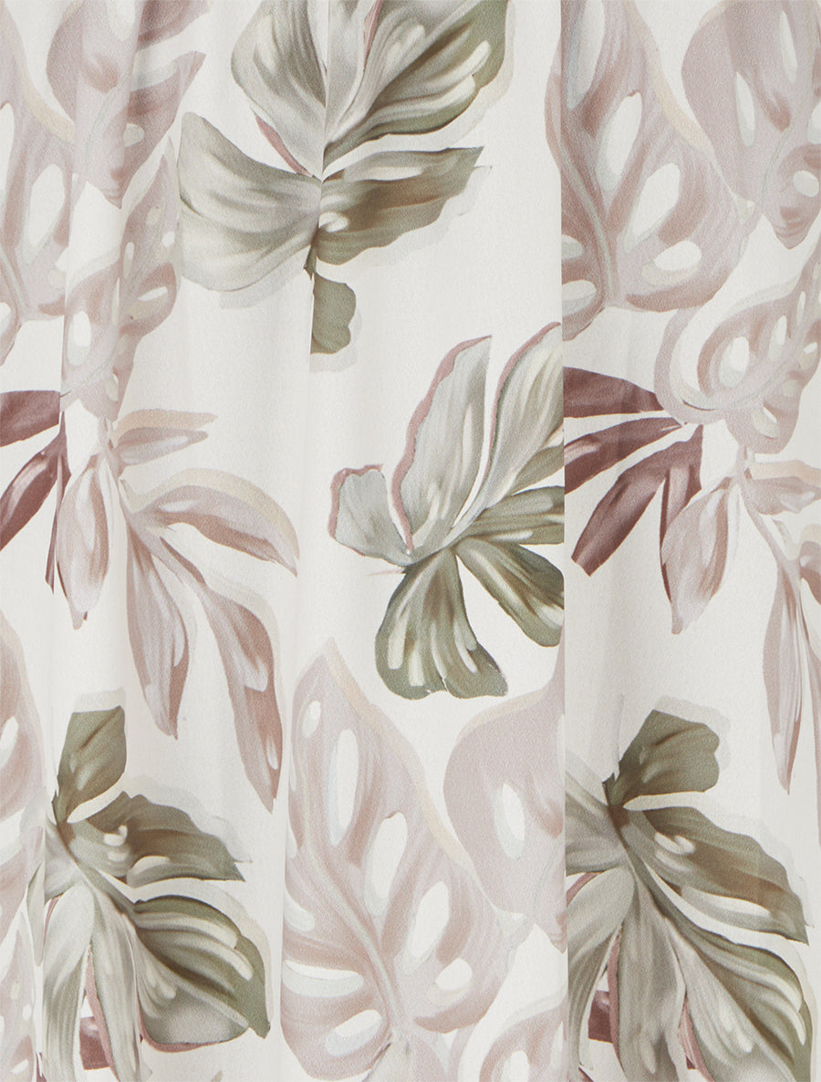 Robe longue à fines bretelles imprimé tropical - Beige - 3