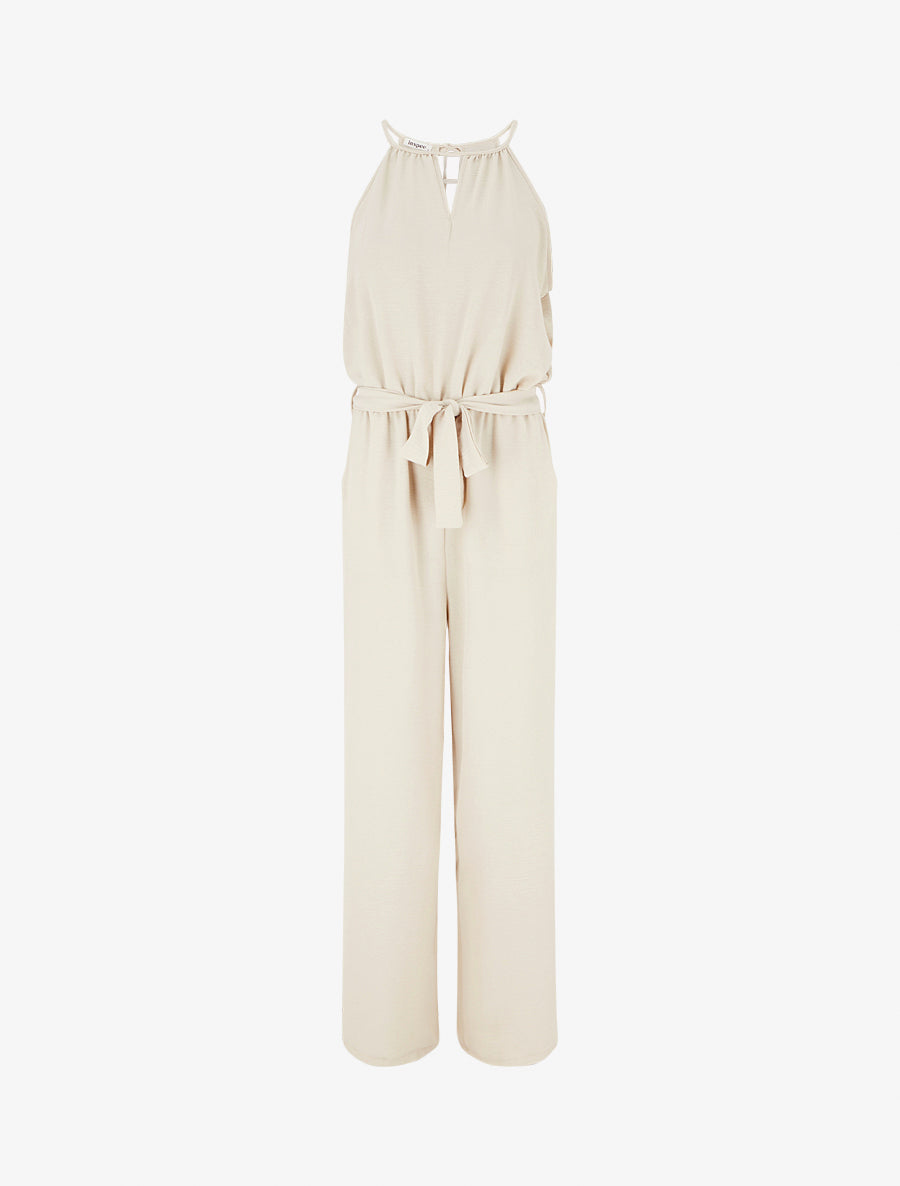 Combinaison ajourée à taille élastiquée - Beige - 1