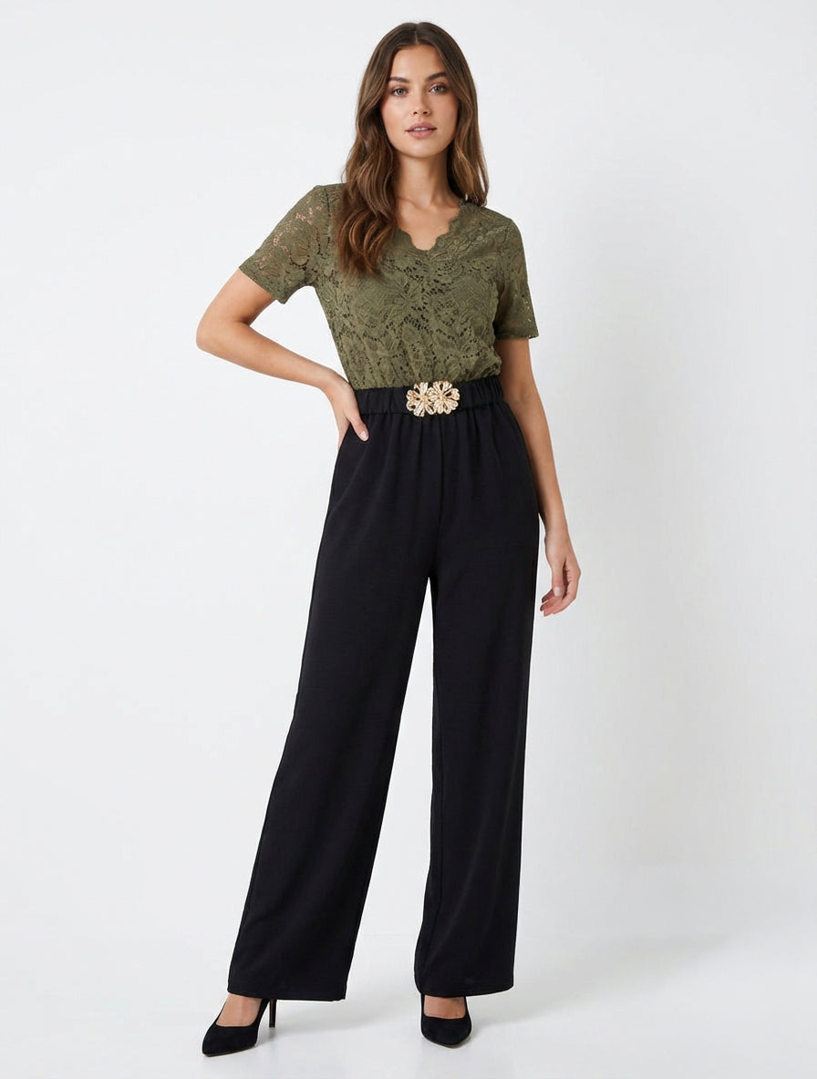 Tweekleurige en tweemateriaal combinatie - Kaki