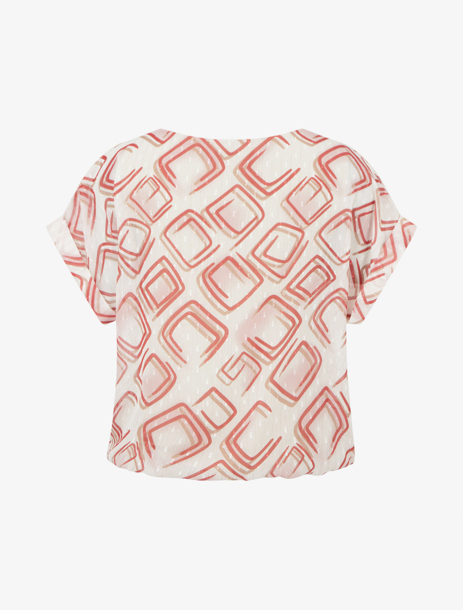 Top boule manches courtes à motifs graphiques - Rouge - 2