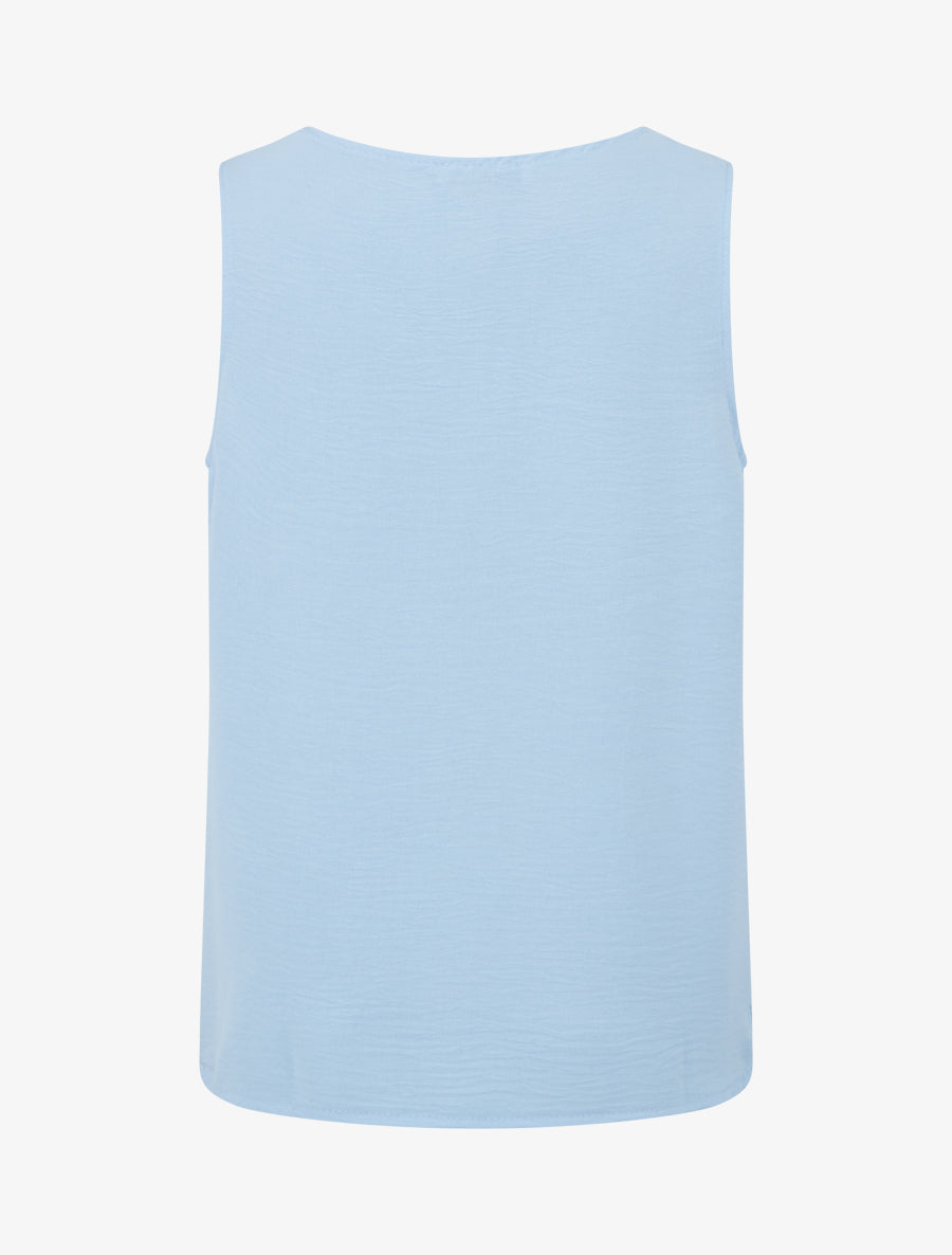 Top uni sans manches à col V - Bleu ciel - 2