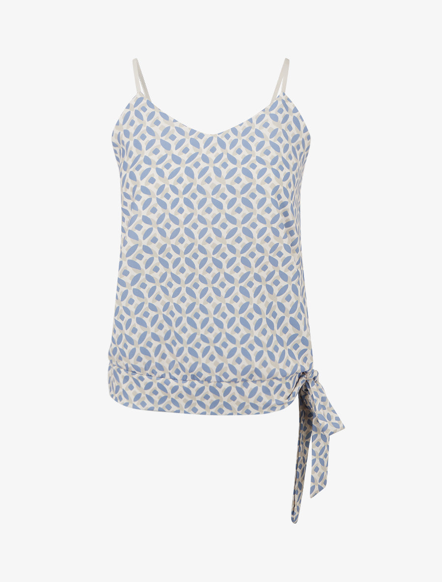 Caraco imprimé fantaisie à nouer - Bleu ciel - 1