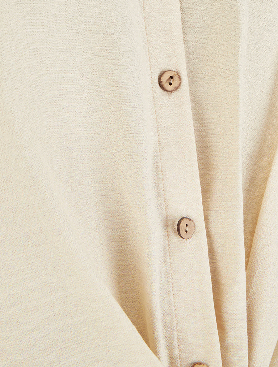 Chemise à nouer ample à manches courtes - Beige - 3