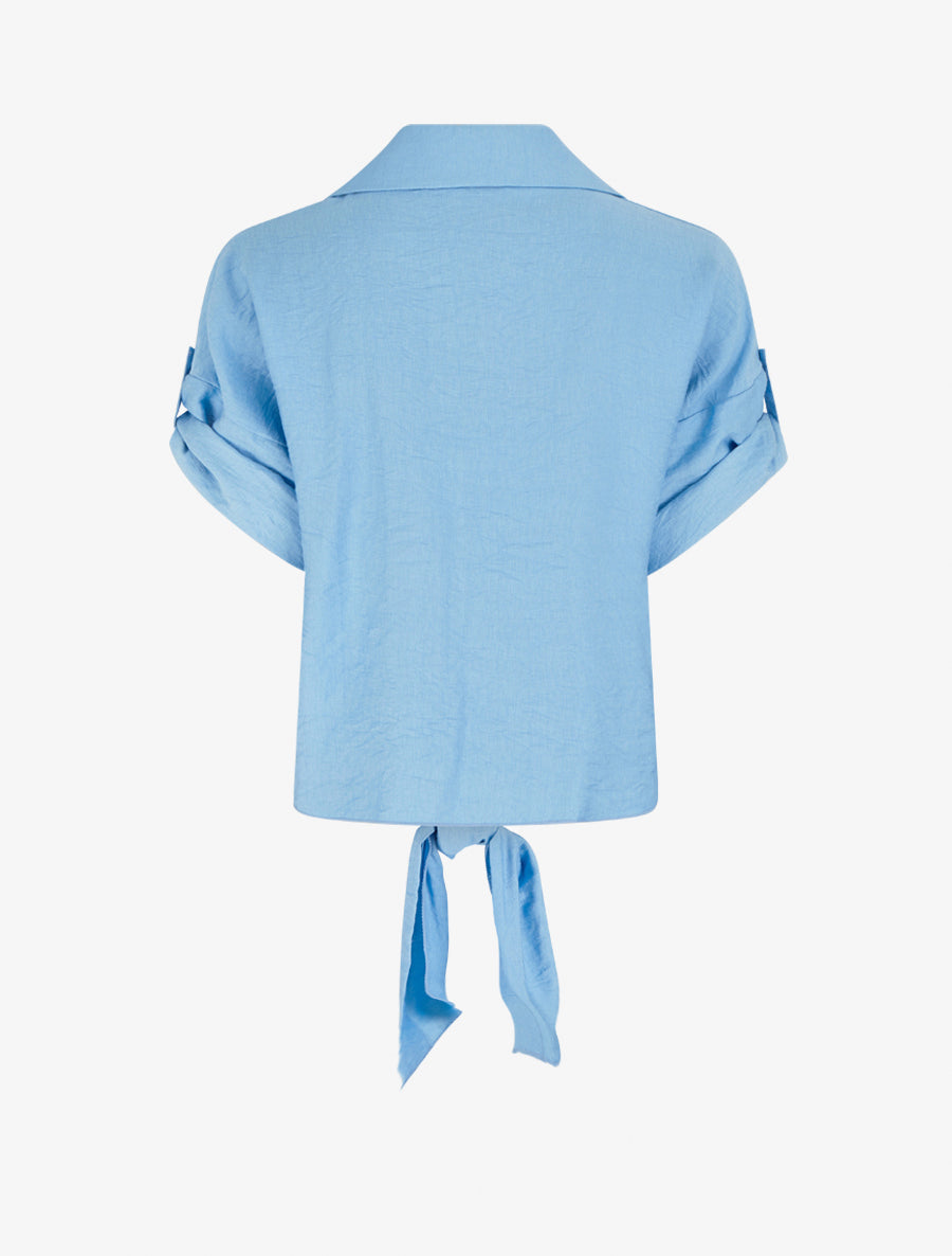 Chemise à nouer ample à manches courtes - Bleu ciel - 2