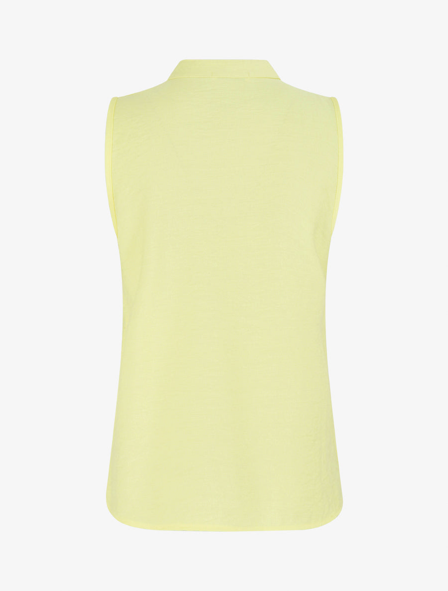 Top droit sans manches à boutons décoratifs - Jaune - 2