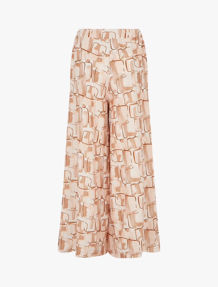 Pantalon ample imprimé graphique - Beige - 2