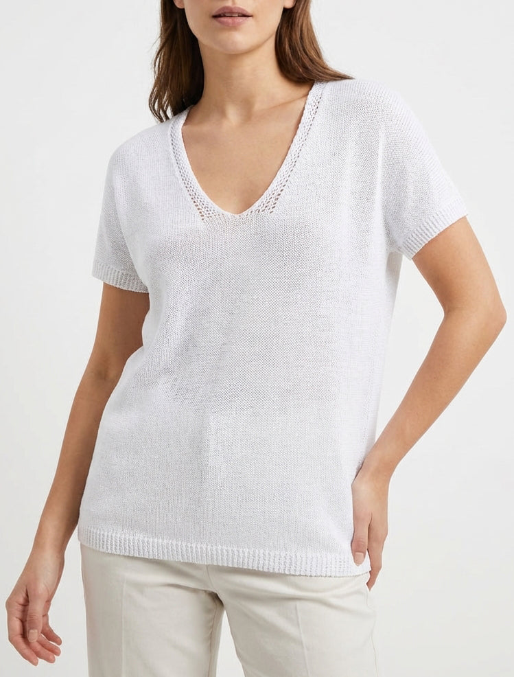 Rechtermouw mesh top met korte mouwen - Wit