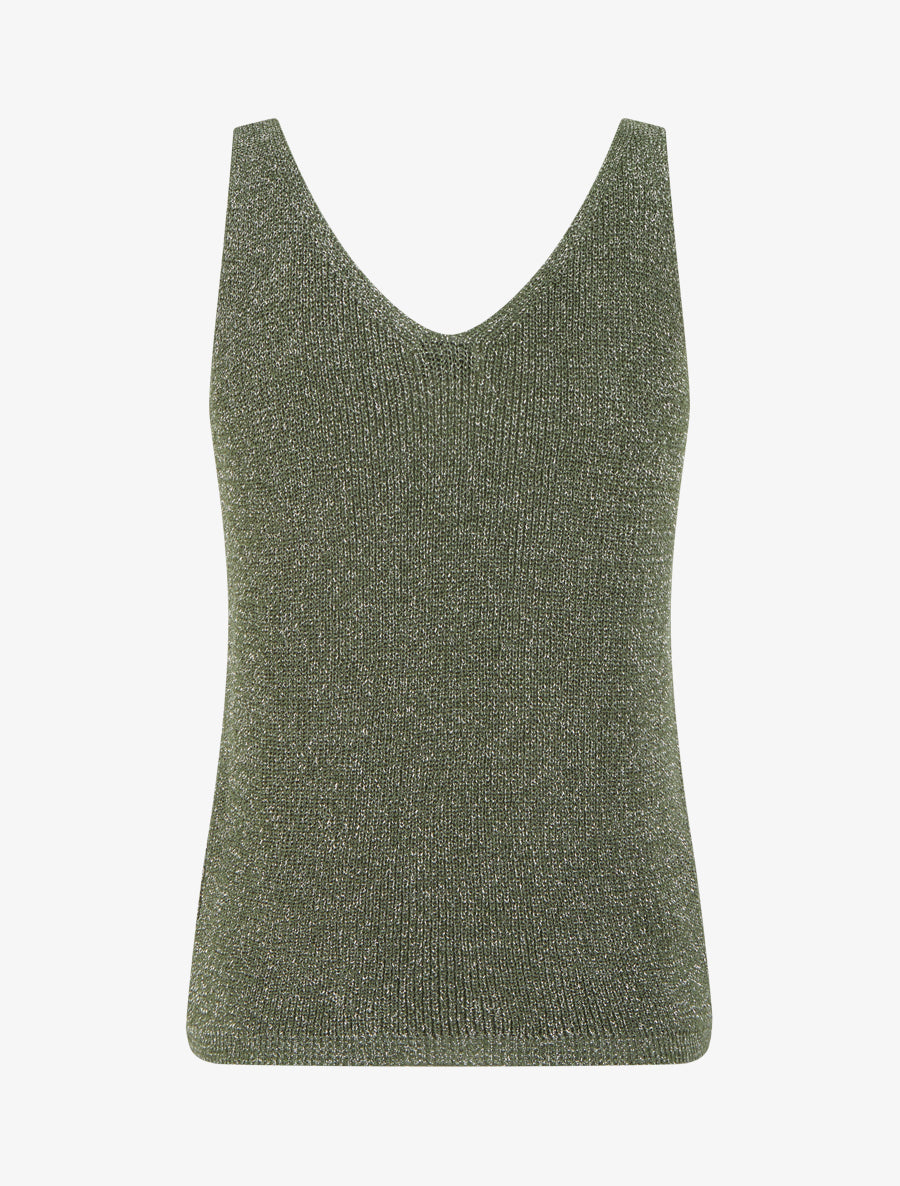 Top uni irisé en maille - Kaki - 2