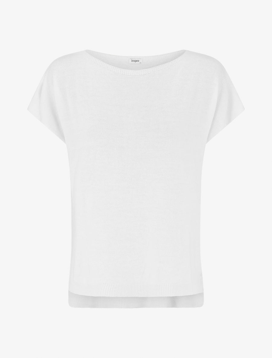 Pull fin uni en maille - Blanc - 1