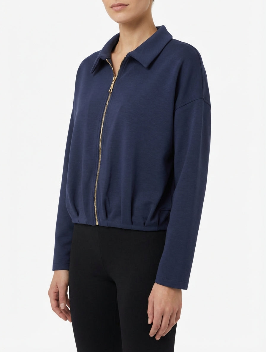 Ritssluiting met geplooid effect bomberjack - Marine