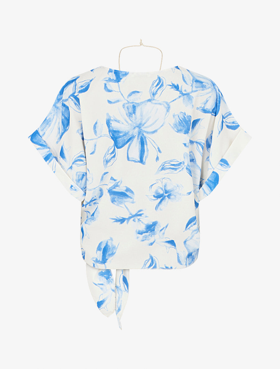 Top imprimé floral à nouer - Bleu ciel - 2