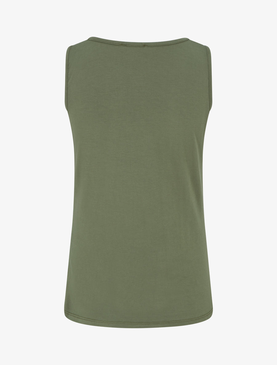 Top sans manches effet drapé à bretelle bijou - Kaki - 2