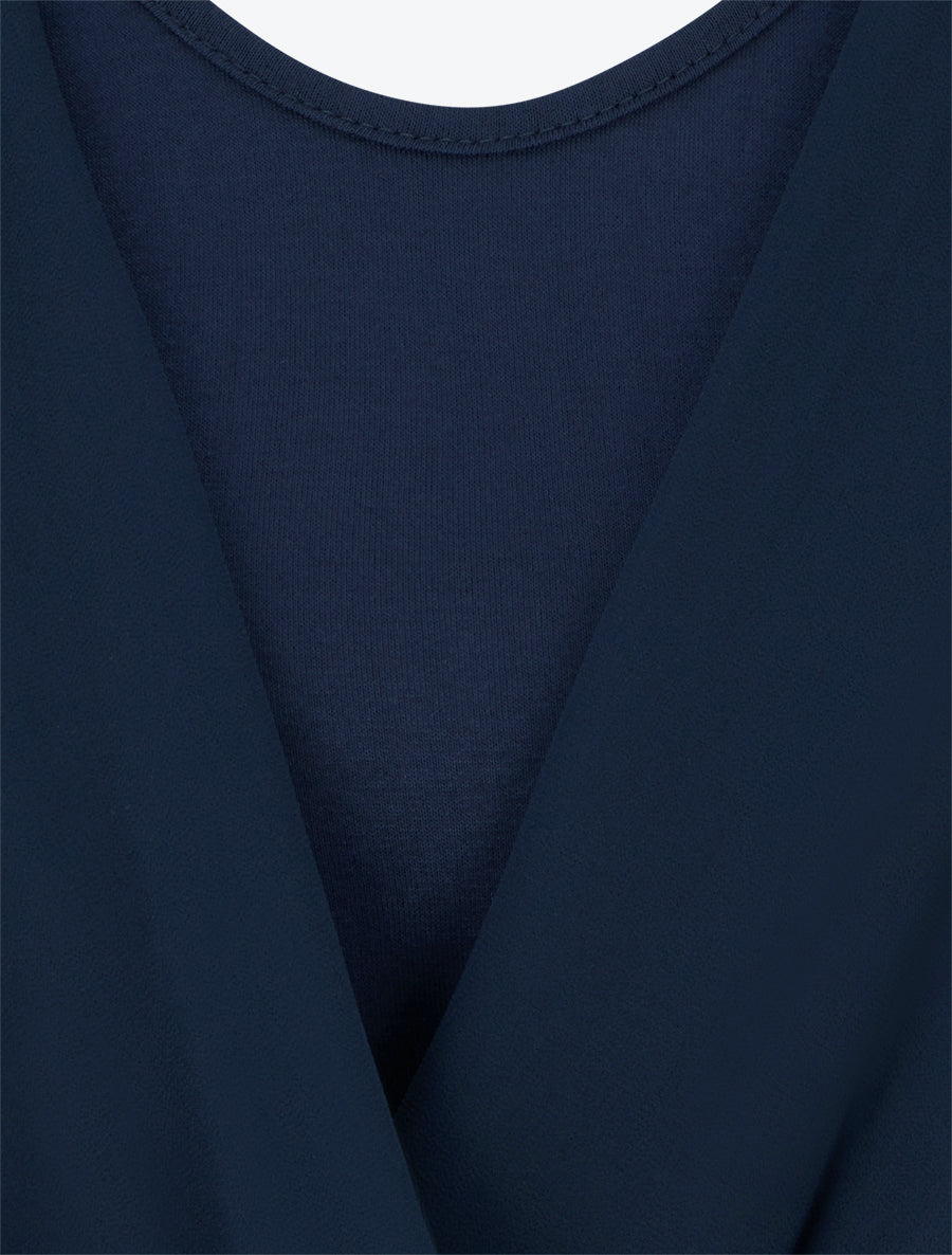 Top uni à manches volantées - Bleu nuit - 3