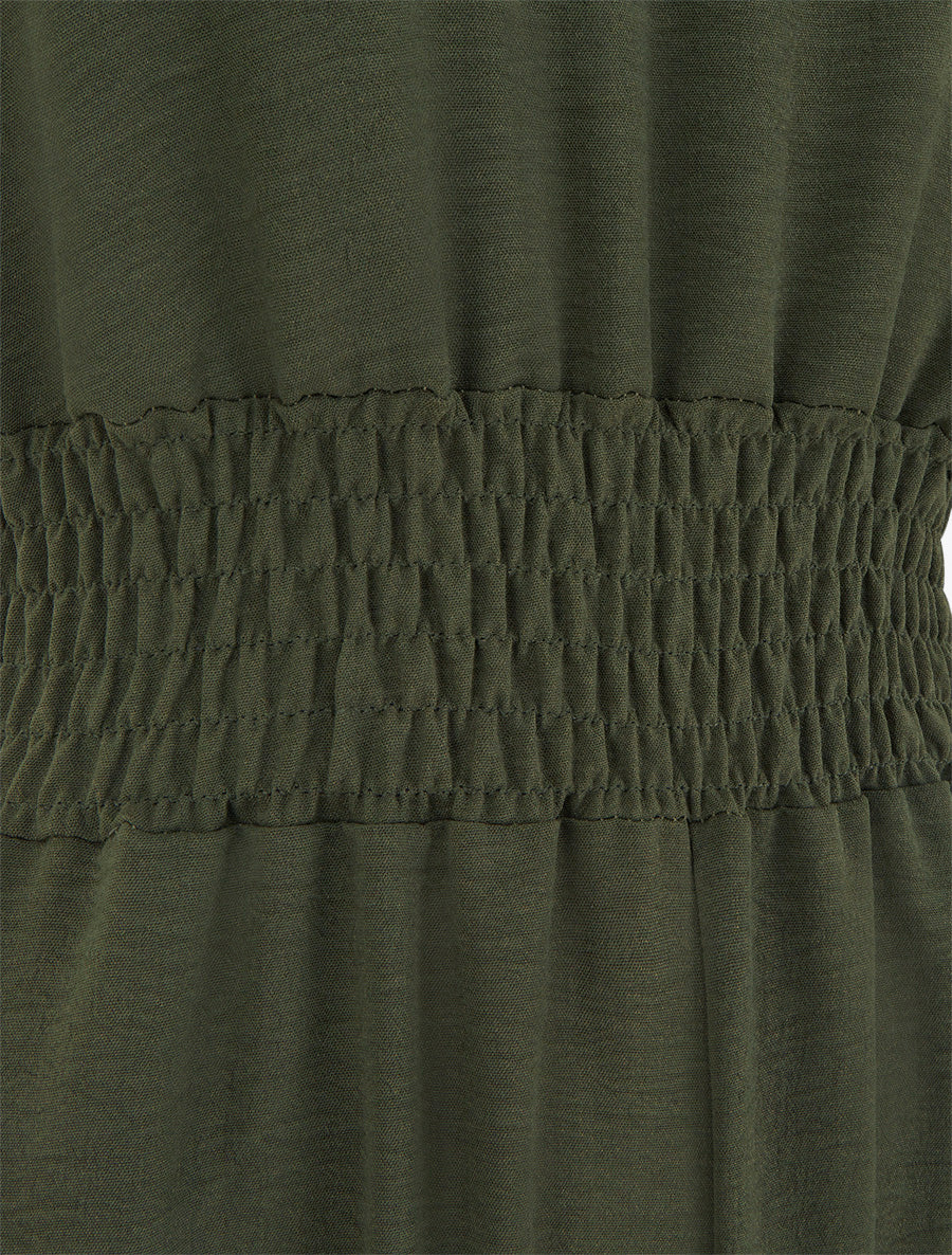 Combinaison unie à bretelles à motif coeurs - Kaki - 3