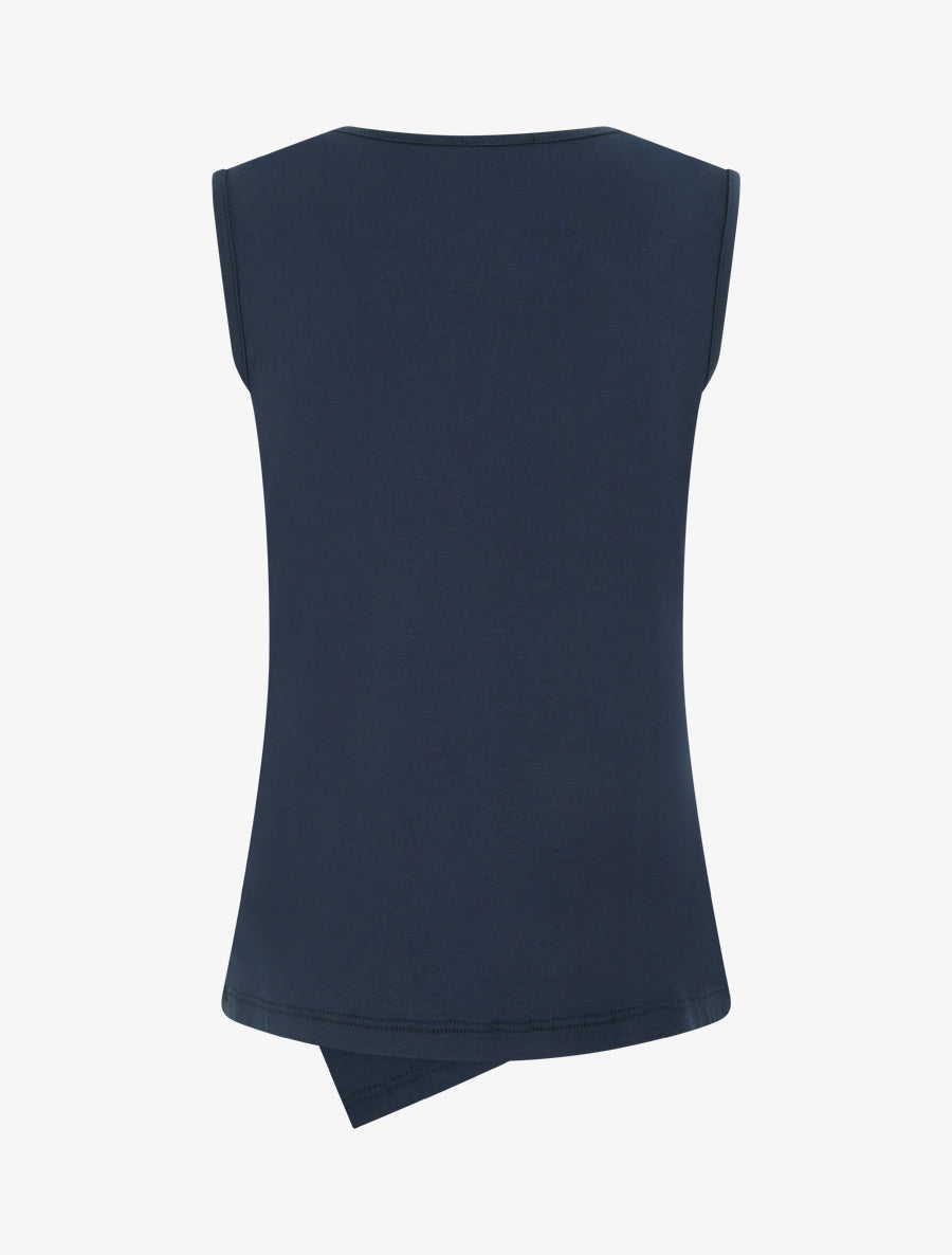 Top uni sans manches à col rond - Marine - 2