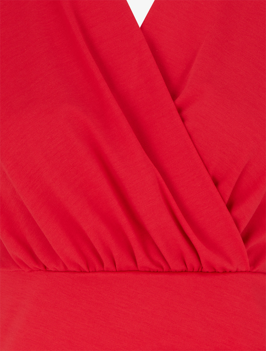 Robe sans manches unie style portefeuille - Rouge - 3