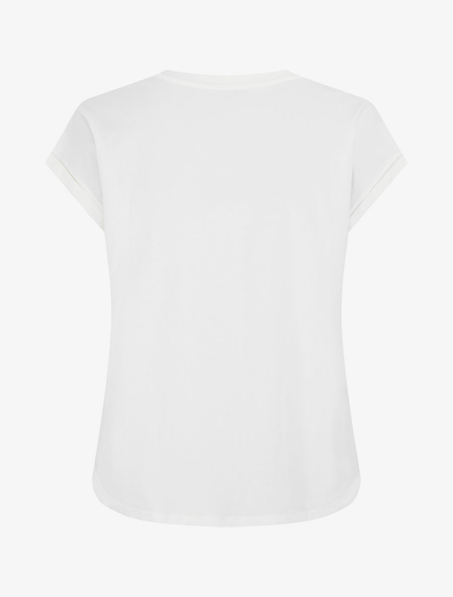 T-shirt floqué et 3 coeurs strassés - Blanc - 2