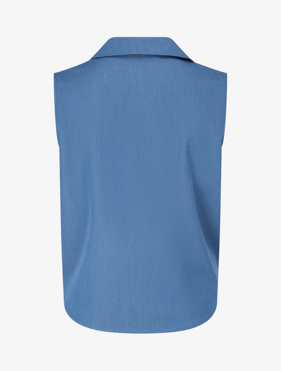 Chemise sans manches effet torsadé - Bleu denim - 2