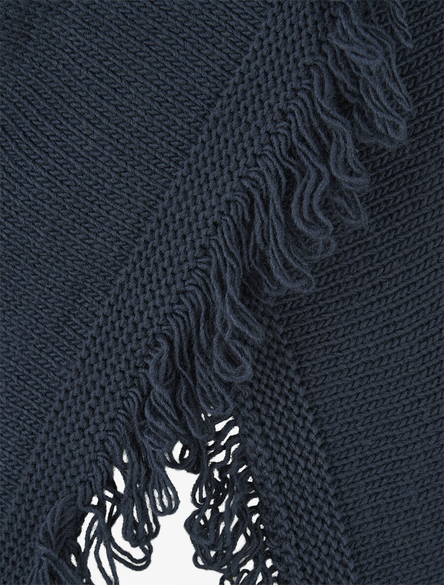 Gilet à pans asymétriques frangés - Marine - 3