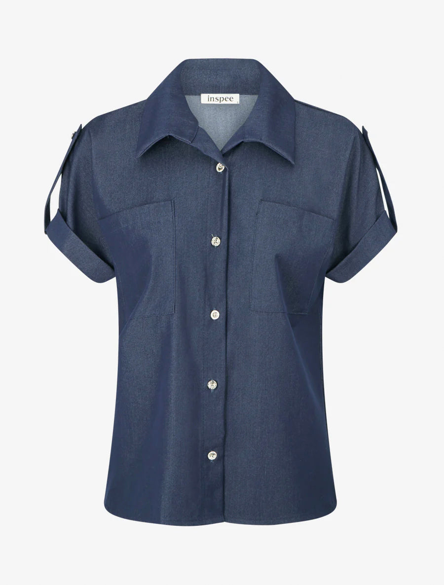 Effen overhemd met zakken - Ongerept blauw