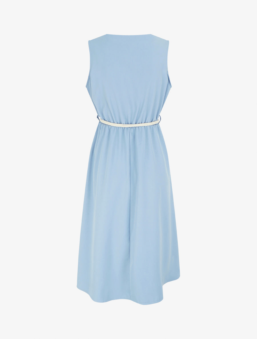 Robe longue unie à taille élastiquée - Bleu ciel - 2