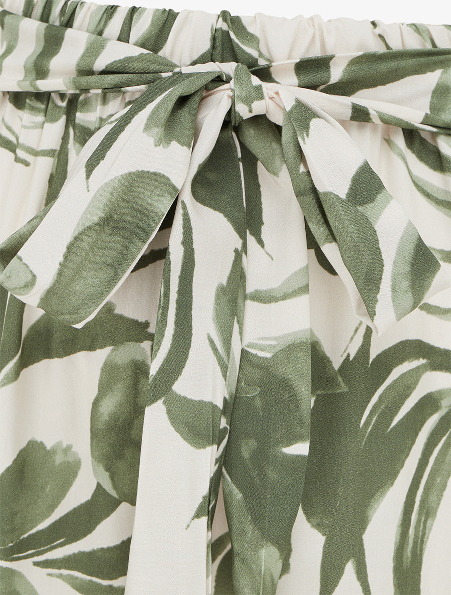 Pantalon élastiqué à imprimé tropical - Kaki - 3