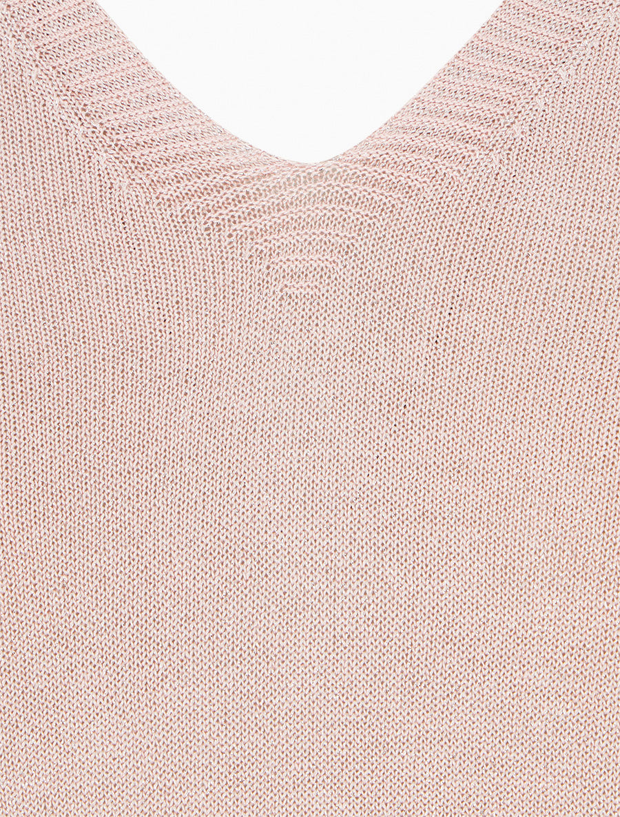 Top ample manches courtes en maille fine irisée - Rose - 3