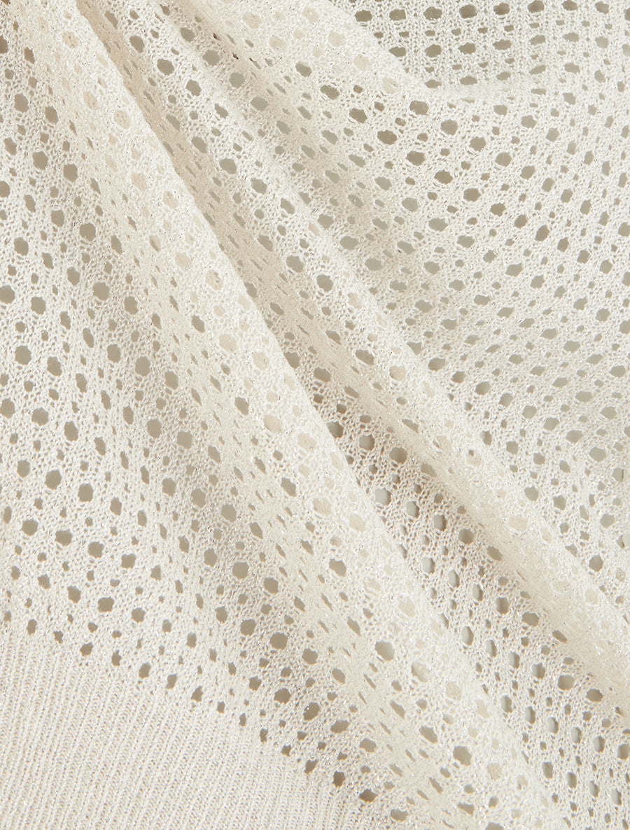 Top en maille fine ajouré et irisé - Beige - 3
