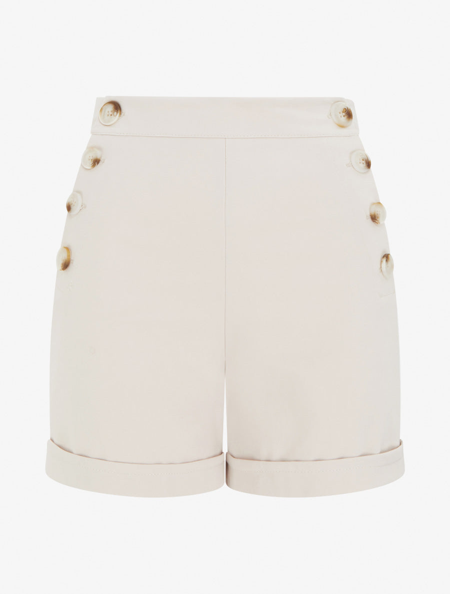 Short uni taille haute - Beige - 1