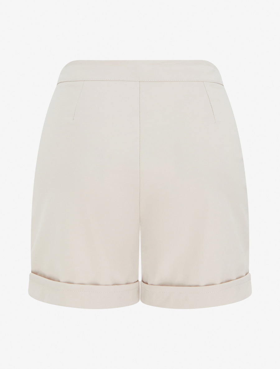 Short uni taille haute - Beige - 2