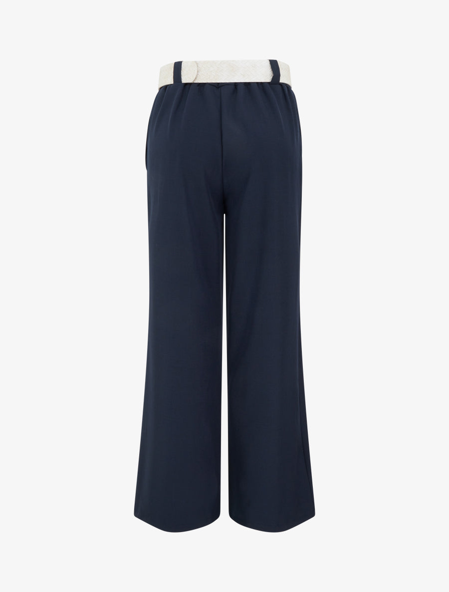 Pantalon uni élastiqué - Marine - 2