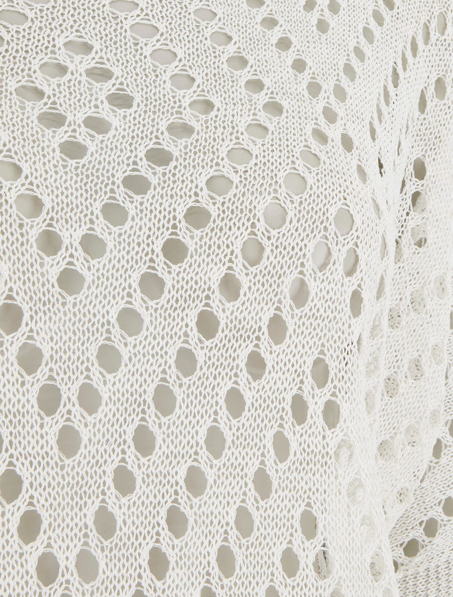 Top uni ajouré en maille - Blanc - 3