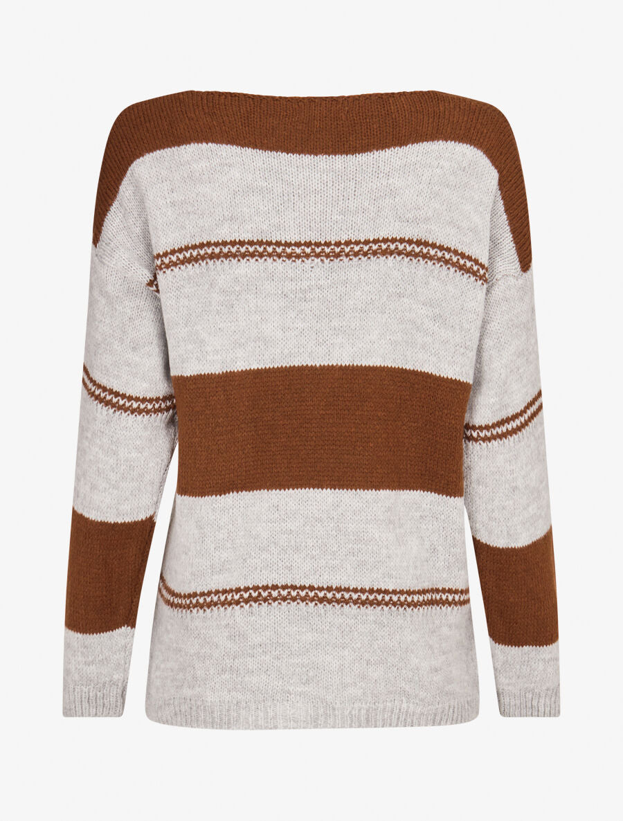 Pull basique bicolore - Camel - 2