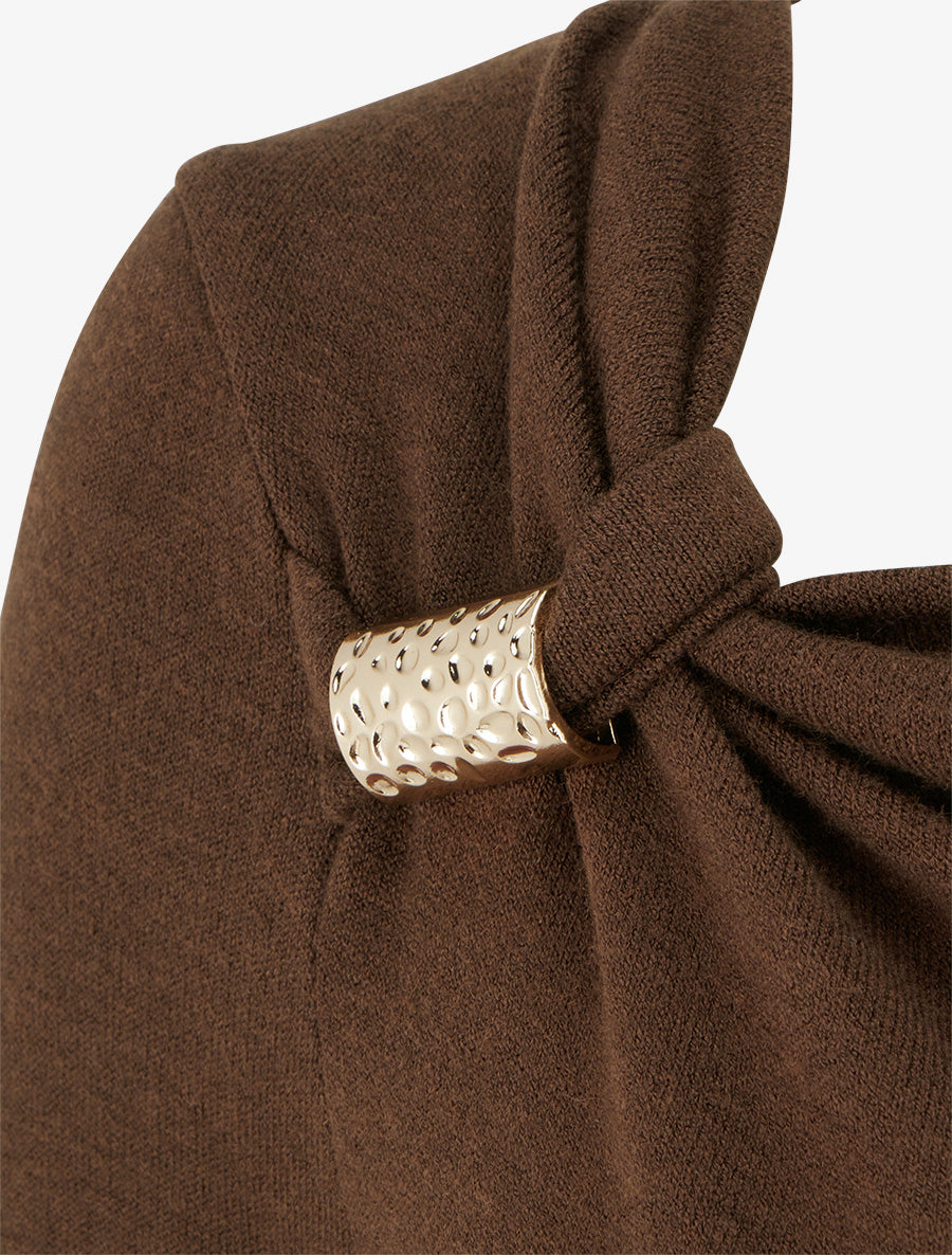 Pull fin à empiècement bijou - Marron - 3