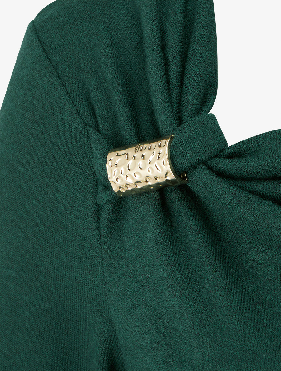 Pull fin à empiècement bijou - Vert sapin - 3