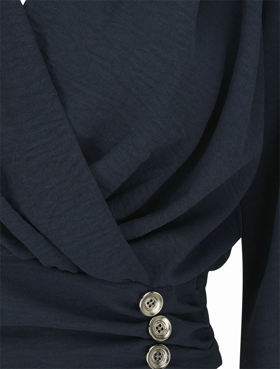 Crop top à col cache-coeur - Marine - 3