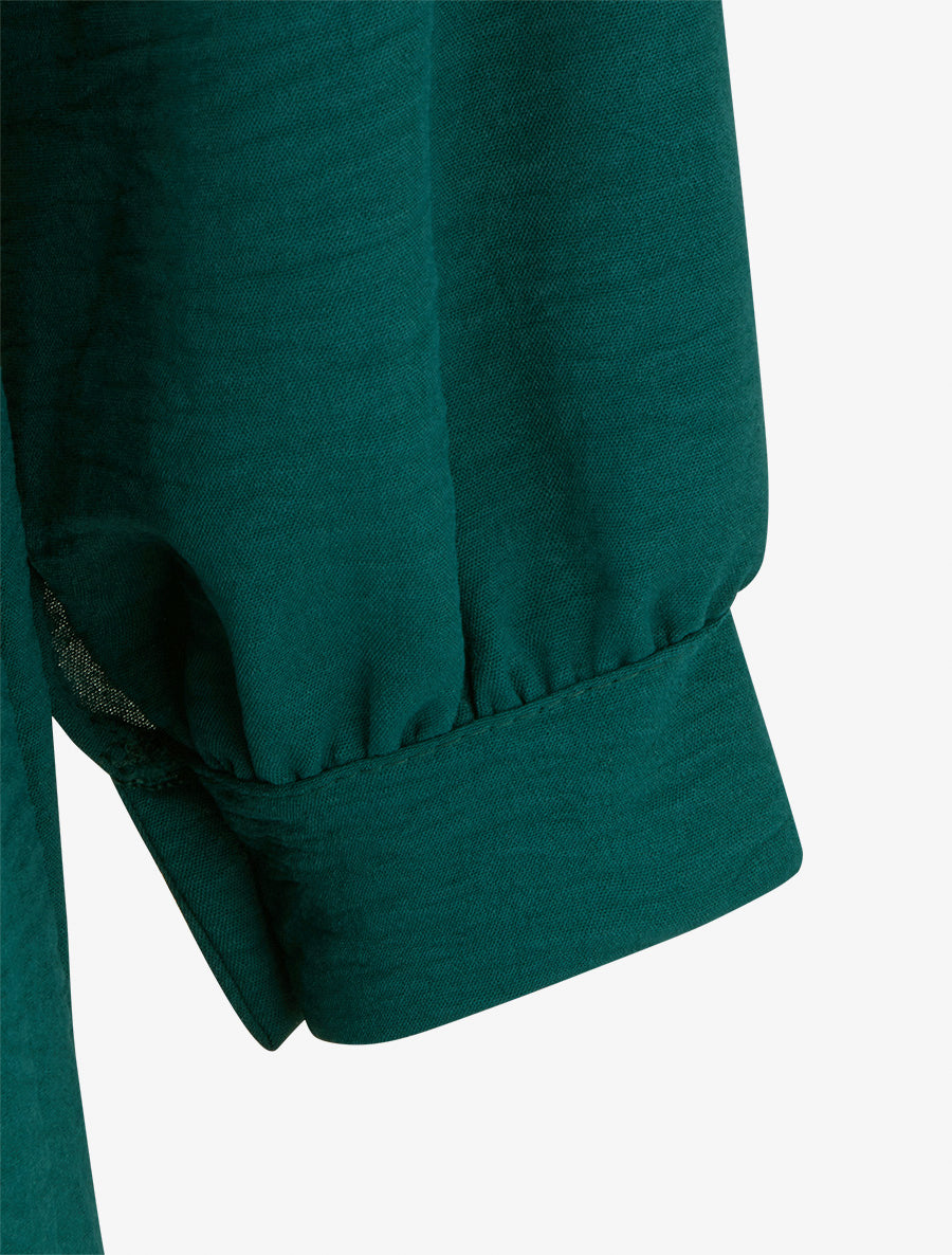 Robe chemise à pan à nouer - Vert foncé - 3
