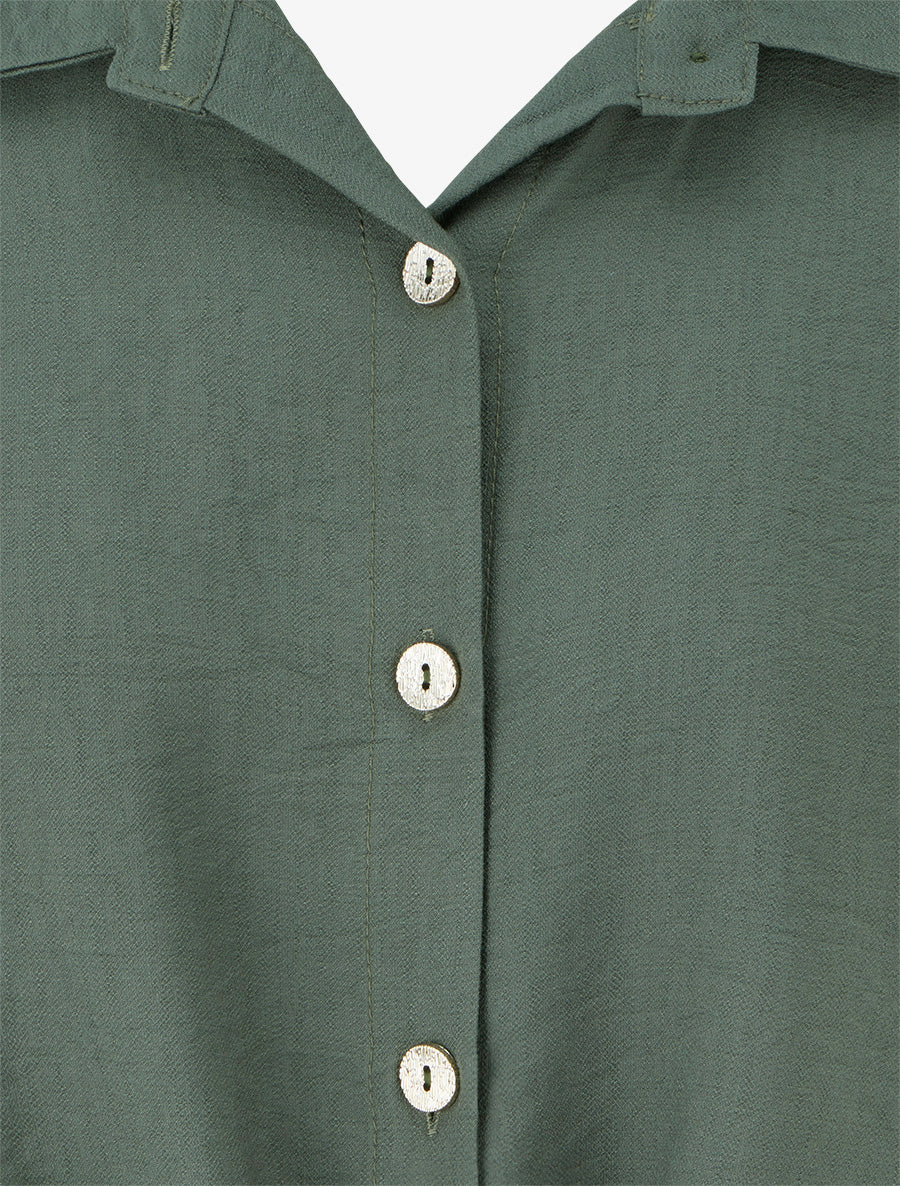 Chemise unie à nouer - Kaki - 3