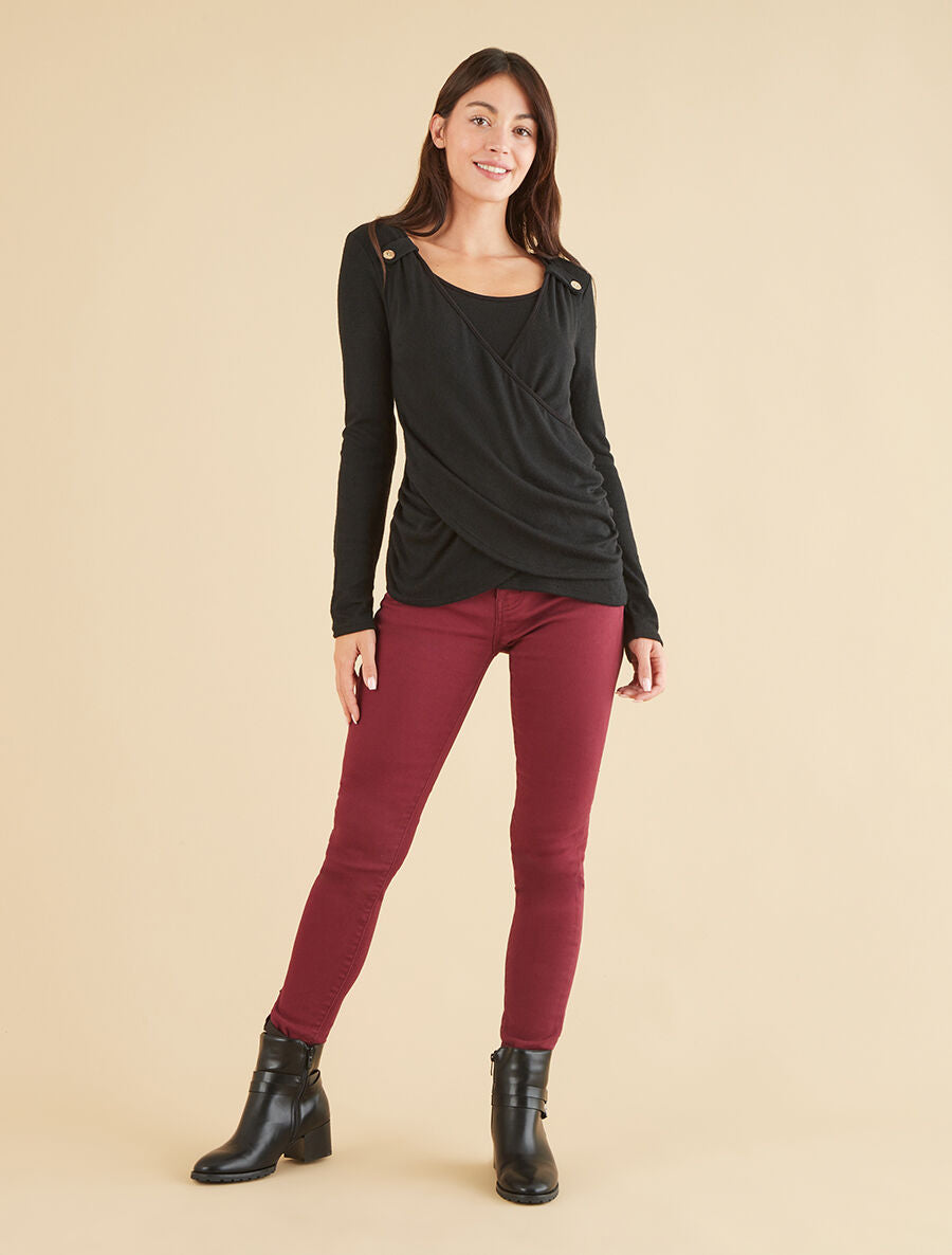 Pull fin cache coeur doublé - Noir - 4