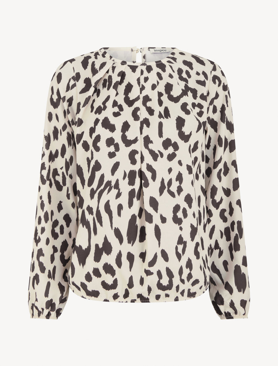 Blouse imprimé vache à col rond - Marron - 1