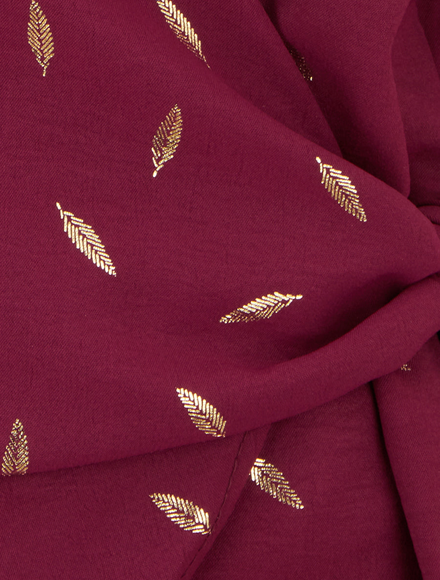 Top met iriserende veren in portefeuille-stijl - Bordeaux